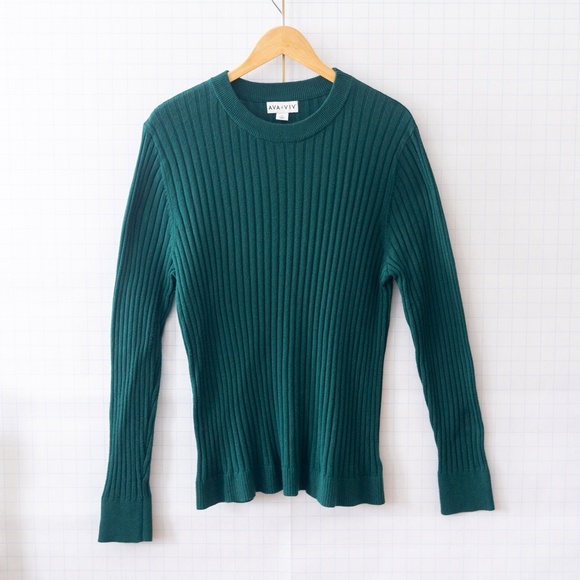 Ava & Viv Emerald Green Ribbed Sweater - Size 1X - Picture 1 of 7
